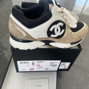 CHANEL Black and Cream Athletic Shoes